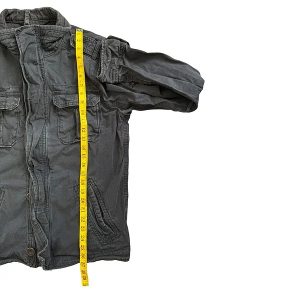 Abercrombie & Fitch Jacket Mens Medium Gray Military Field Charcoal Cotton - Picture 7 of 8